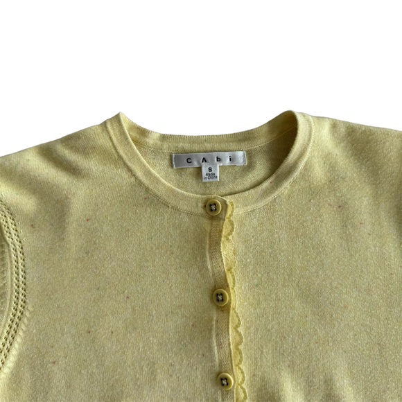 Cabi yellow cardigan sweater size Small Women’s multicolor button down lace - Picture 3 of 7